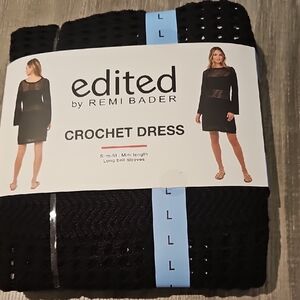 Edited Black Crochet Mini Dress